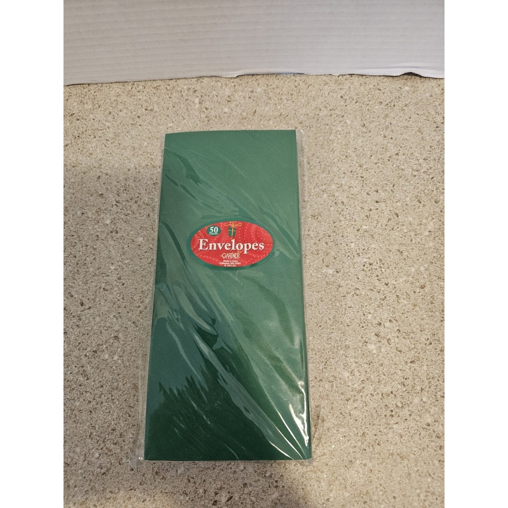 Vtg 2003 Gartner Studio Green Envelopes Pack of 50 Envelopes 9.5" x 4.25" NEW